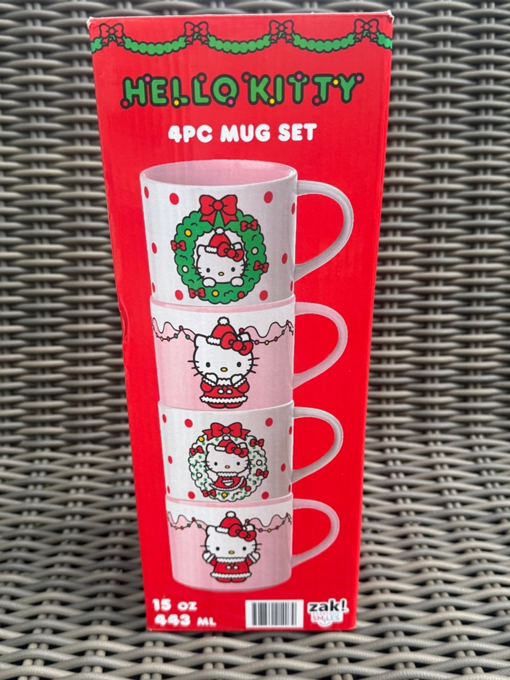Hello Kitty Pink & White Holiday Stackable Mug Set